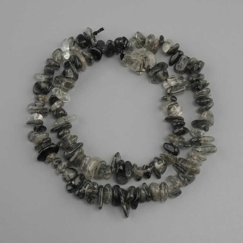 Rutilated Quartz Beads "Hair" tumbled chips, diameter 6-12x3-6mm +/-, length 40cm +/-