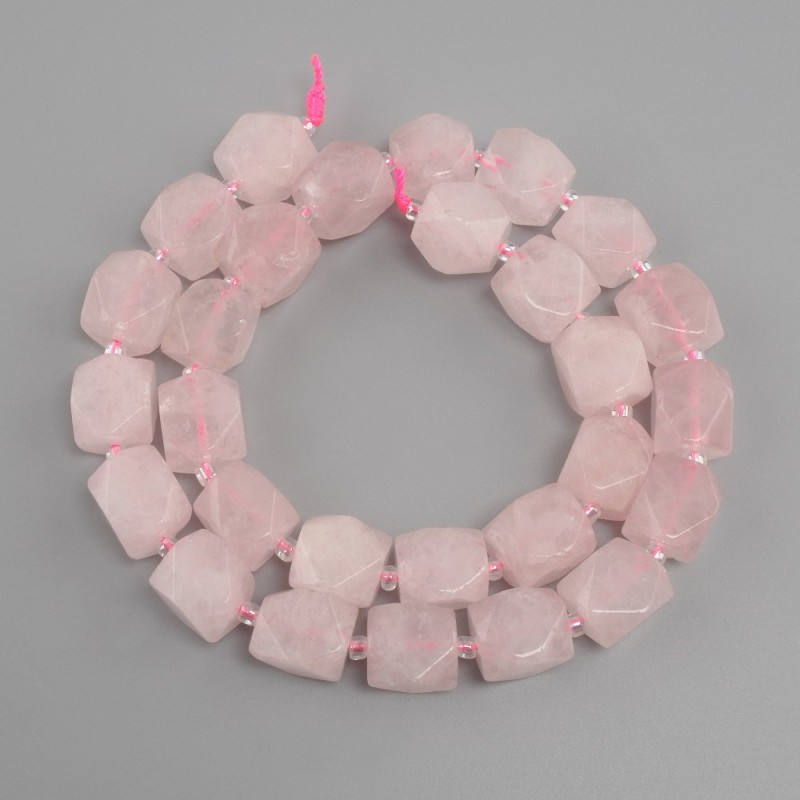 Beads Pink Quartz multifaceted, diameter 10-12x10-10, 5mm+- bead 3mm+-, length 39cm+