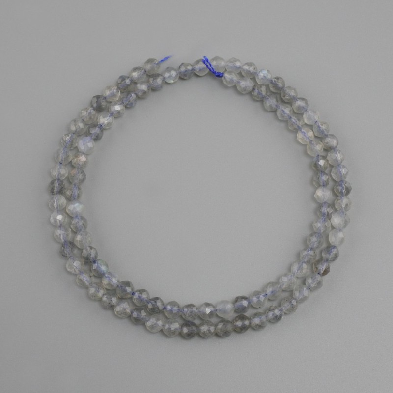 Labradorite beads, faceted round bead, diameter 4 mm+/-, length 38 cm+