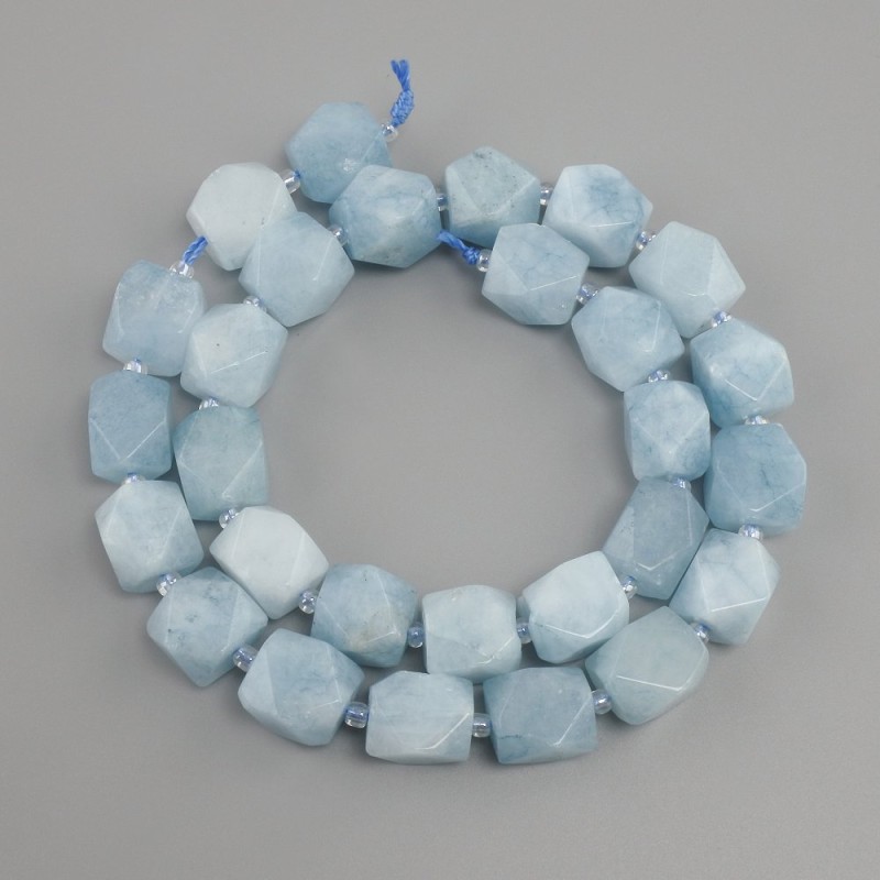 Aquamarine beads faceted, diameter 11-12×10-11, 5mm± seed beads 3mm±, length 39cm±
