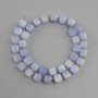 Aquamarine Faceted Cube Beads, 8x8 mm +/-; seed beads 3 mm +/-; strand length 36 cm+