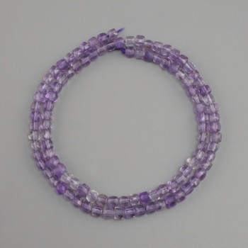 Amethyst beads natural stone faceted cube, diameter 4x4 mm +-, length 38 cm +-