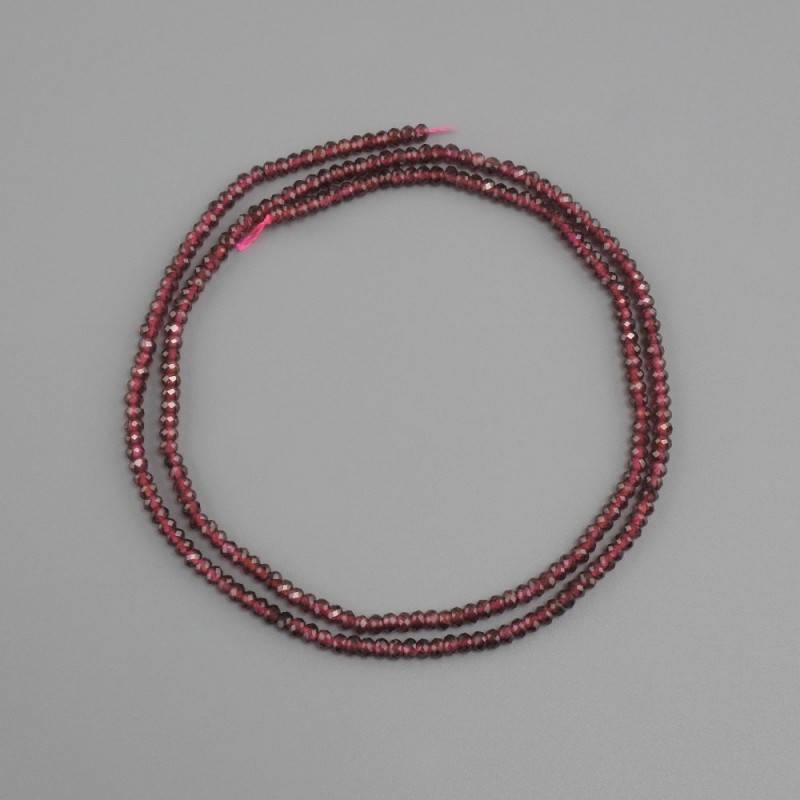 Garnet beads natural stone faceted rondelle, diameter 2x1.5 mm +- , length 40 cm+
