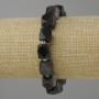 Bracelet Silver-obsidian multi-faceted, diameter 12x10mm± seed beads 3mm±, length 18cm± stretch
