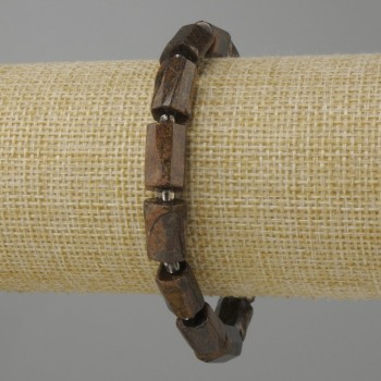 Bronzite bracelet, tumbled beads, diameter 12-13×7-8 mm ± beads 3 mm ± length 18 cm ± stretch