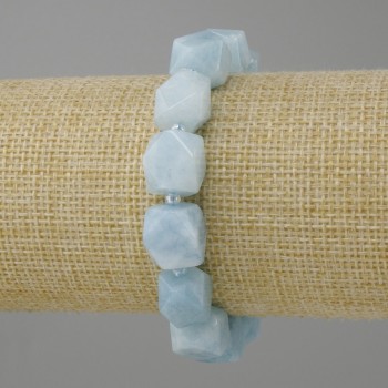 Aquamarine bracelet faceted beads, diameter 12x10-11mm ± seed beads 3mm ±, length 18 cm ± stretch