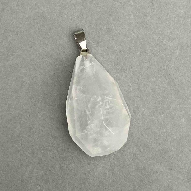 Mountain Crystal Faceted Drop Pendant 40x23mm+- , length 47mm +