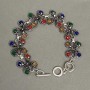 Metal bracelet with colorful crystals, link 22mm ±, length 22–24cm ± toggle clasp