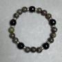 Jasper Blood of the Dragon smooth round bead bracelet 8mm+- Agate faceted round bead 10mm+-, length 18cm +- stretch