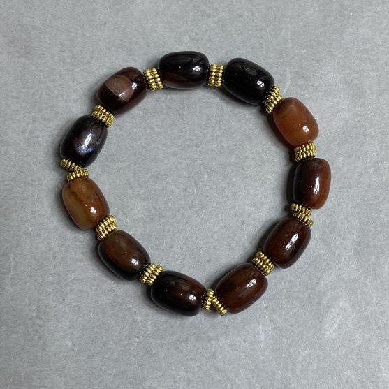 Agate barrel bracelet 14x10 mm ± with inserts, length 18 cm ± stretch