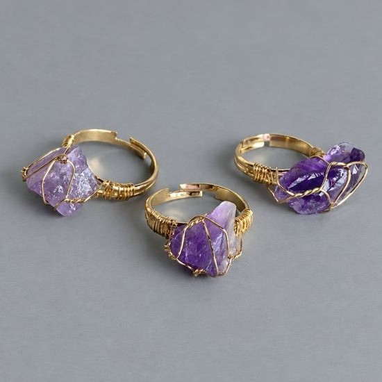 Ring, Amethyst sizes in a wrapped setting 10-16x10-12mm+- (assorted sizes)