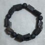 Turmaline Schorl bracelet with unprocessed stones, diameter 14-16x11mm ± Shungite bead 10mm ±, length 18 cm ± stretch