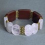 Bracelet Pink Quartz link, diameter 18x13mm+-Carnelian link 24x19mm+-, length 18cm +- stretch