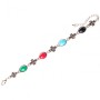 ( 20 cm ) Women's bracelet with multicolored rectangular stones and rhinestones, dark metal, slim buckle clasp