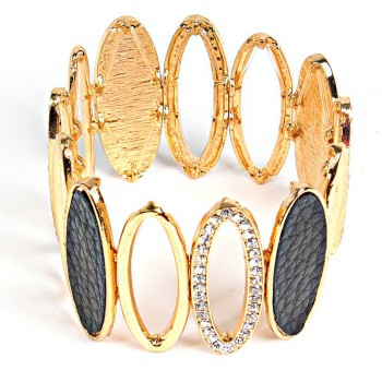 (5–6 cm) Women's bracelet, gold color, with black oval elements