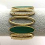 (5-6 cm) Women's bracelet, wide, gold color, adorned with large oval stones and small cubic zirconia