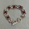 Red glass square bracelet 21 cm ± toggle clasp