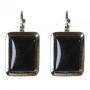 Sale Agate Earrings, smooth bezel, rectangular stone 2.3×1.8 cm, length 3.5 cm