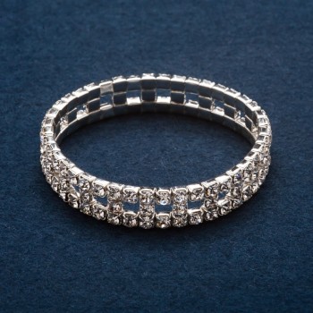 Crystal bracelet 'Checkerboard' two-row stretch bracelet, 17 cm circumference