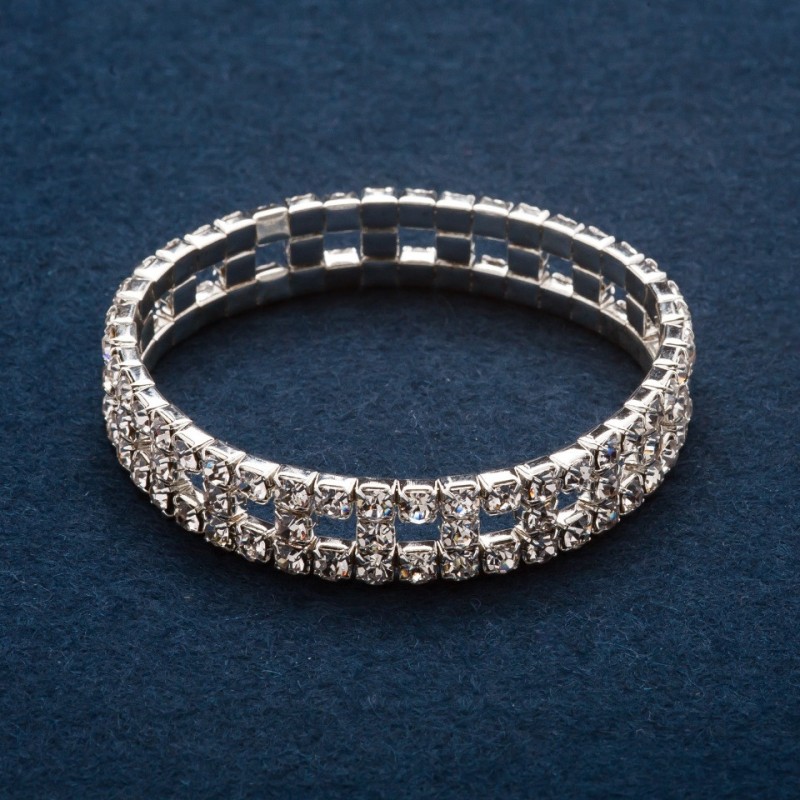 Crystal bracelet 'Checkerboard' two-row stretch bracelet, 17 cm circumference