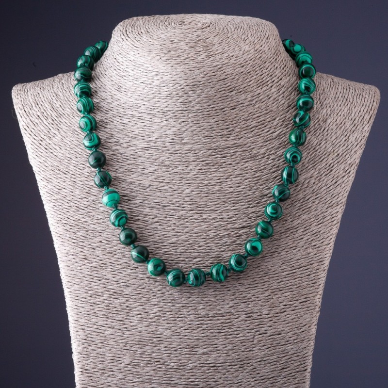 Malachite Necklace (pressed), 10 mm diameter, 45 cm length