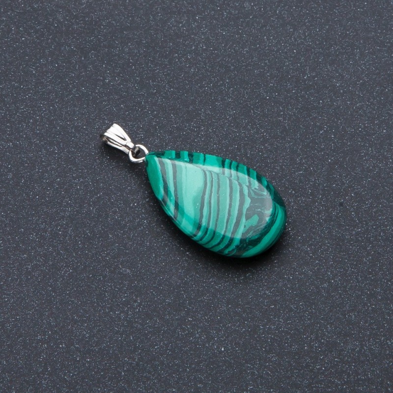 Pendant 'Drop' with malachite (pressed) 2.5×1.8 cm