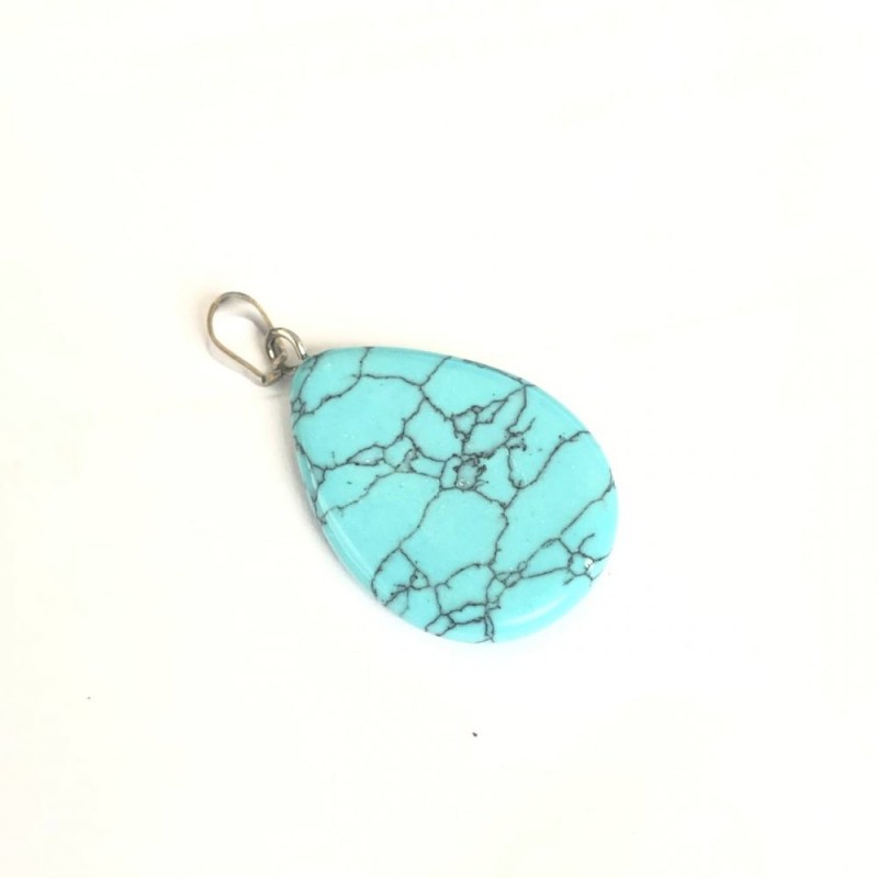 Green Turquoise Teardrop Pendant (Pressed) 2.5×1.8 cm