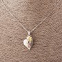 Heart Pendant with Flowers on Anchor Chain, length 52 cm, diameter 2.5×1.7 cm, silver-matte metal