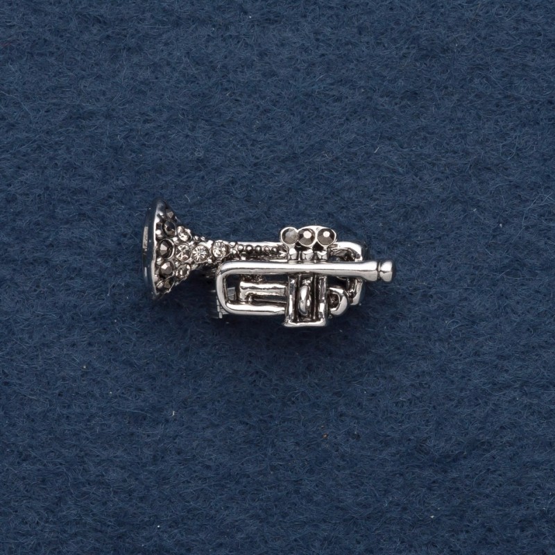 Trumpet Brooch 3×0.5 cm Gray Metal