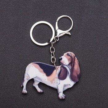 Basset decoupage keychain from the 'Friend' series, 13 cm long