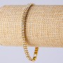 Two-row rhinestone bracelet on a clasp, metal color "gold", length 19 cm, width 5 mm