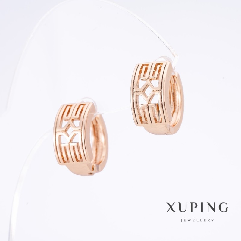 Xuping 18K Gold Plated Earrings, length 1.5 cm, thickness 7.5 mm