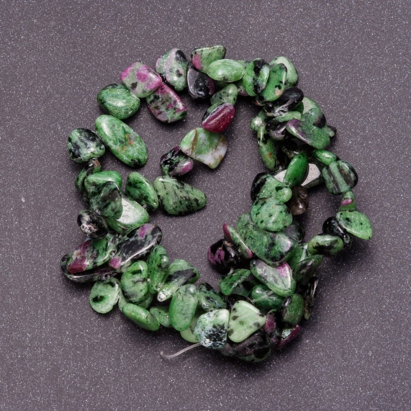 Chrysocolla natural stone beads on thread, butterfly shape, 8-12 mm diameter, 38 cm length