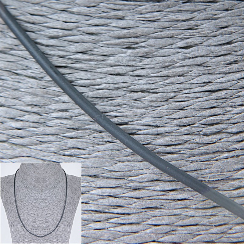 Price per pack / 10 pcs. Gray rubber cord with a clasp, diameter 2.5 mm, length 50-55 cm