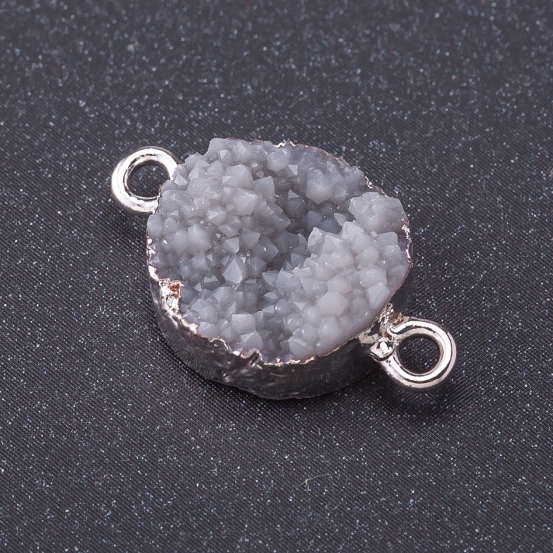 Connector 'Gray Snow' metal color 'silver' length 1mm, diameter 14mm plastic