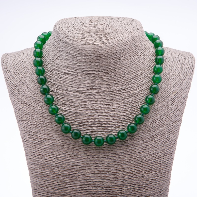 Natural Chrysoprase Necklace with smooth beads, length 45 cm, diameter 10 mm