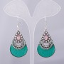 Earrings 'Drop' Handmade series green d-40x25mm, length 5.5 cm