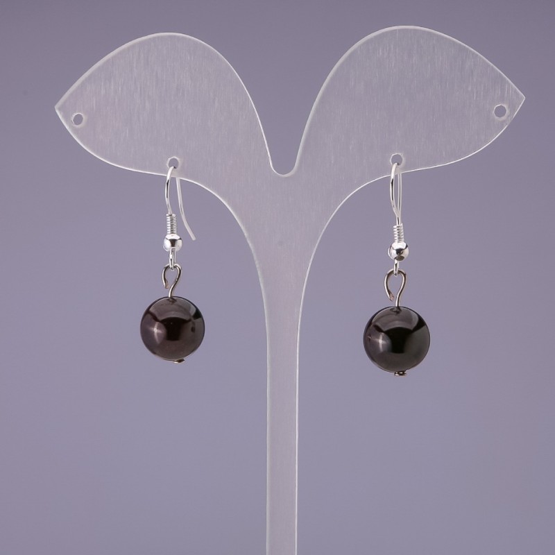 Garnet natural stone ball earrings, diameter about 10 mm, length 3 cm