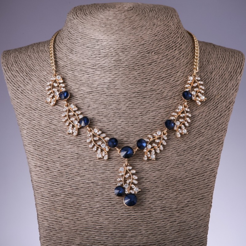 Necklace with blue crystals 'Branches', length 42-50 cm