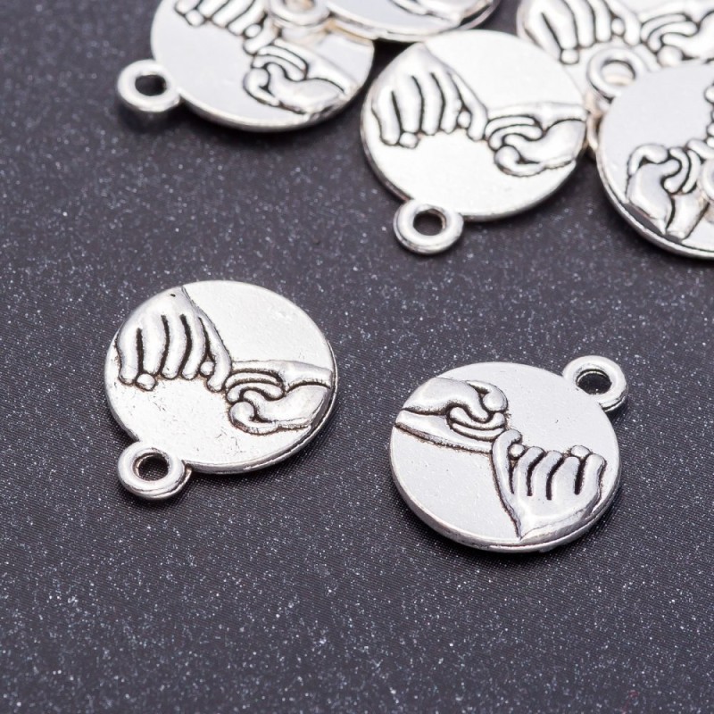 Pendant hardware "Let's Make Up", diameter 15 mm, length 18 mm, hole diameter 5 mm, packaging 20 g +/- 11 pcs