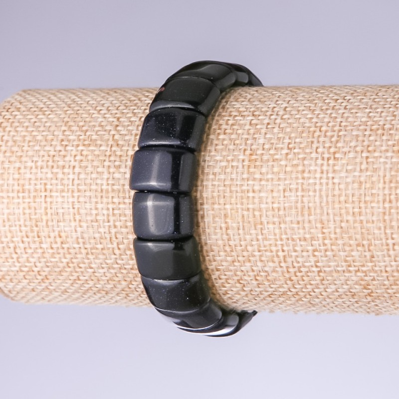 Aventurine Bracelet 'Blue Sand Cairo Night' Link 15x11mm on Elastic