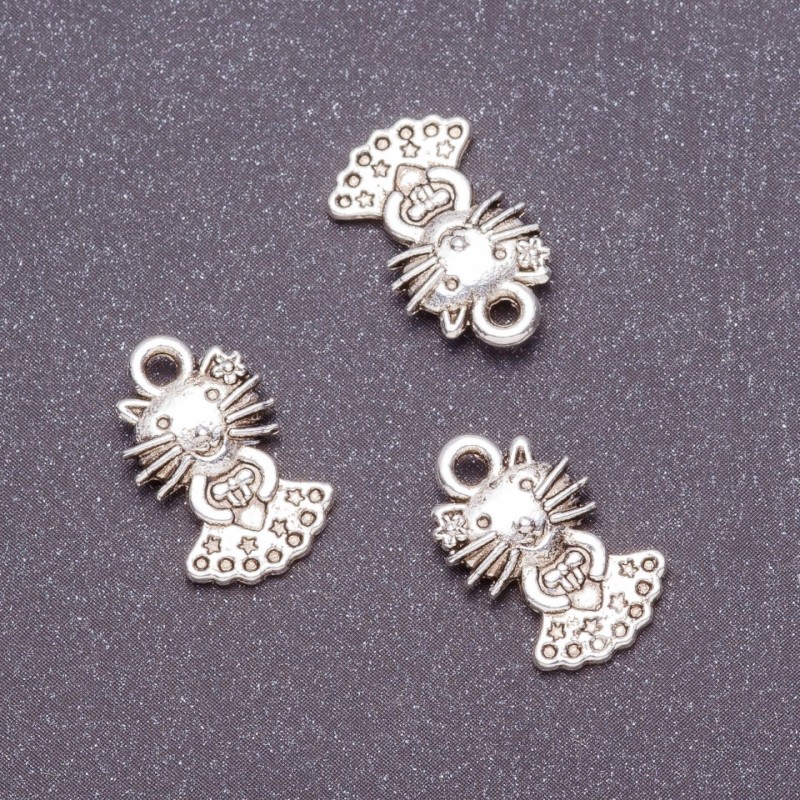 Kitty Pendant Findings, diameter 10mm, length 17mm, packaging 20 g +/- 21 pcs