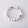 Elastic bracelet, natural howlite, smooth bead, 8mm diameter+