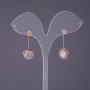 Earrings "Itayolao" Flower with a crystal, diameter 12mm, length 33mm, color gold
