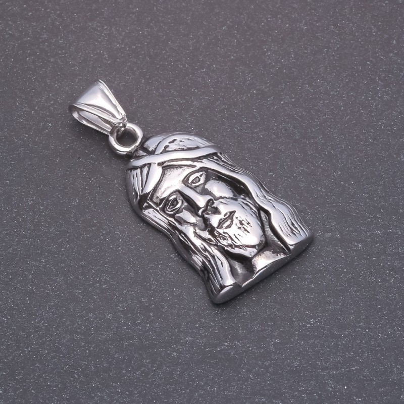 Pendant 'Face' gray metal 20x37x45mm