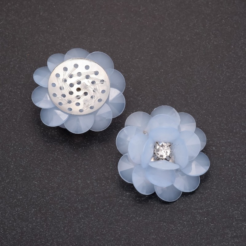 Blue Acrylic Flower Patch, 30 mm diameter