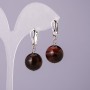 Bull's Eye natural stone earrings, 14 mm diameter, 18 mm length