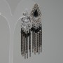 Earrings in Eastern style with black crystals, length 70 mm