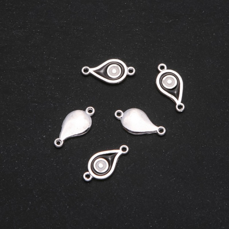 Egyptian Eye Connector gray metal 11×22mm finish 5 pcs