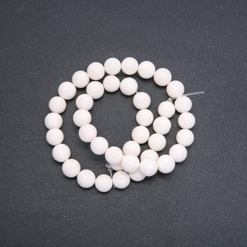 Sponge Coral Beads, White Ball, 10 mm Diameter, 39 cm Strand